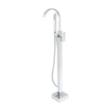 freestanding square pedestal bathtub faucet with waterfall spout chrome finish Segura by Valaz