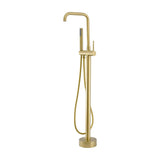 Grifo de bañera exenta redondo en oro mate con protección PVD y caño en C tipo cascada Serpis de Valaz