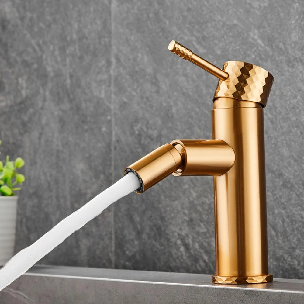 Plano o detalle técnico de Grifo de bidé monomando acabado dorado cepillado maneta luxury Birim de Valaz