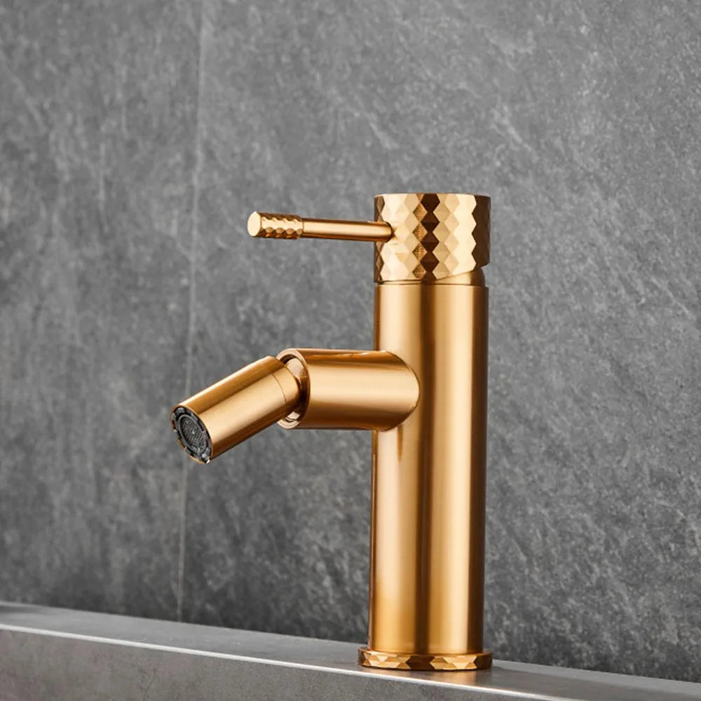 Plano o detalle técnico de Grifo de bidé monomando acabado dorado cepillado maneta luxury Birim de Valaz (vista 4)