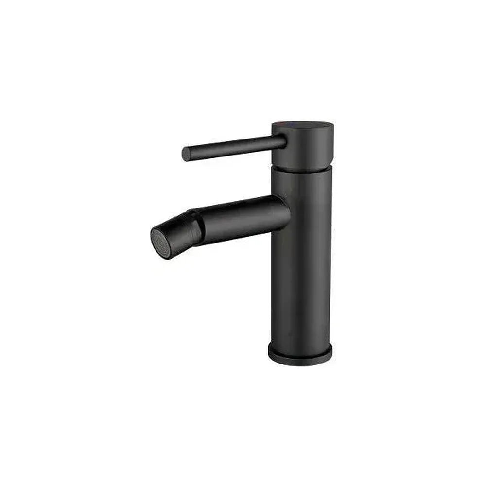 Grifo de bidé monomando con apertura de agua fría y caño recto en negro mate de Valaz Valaz