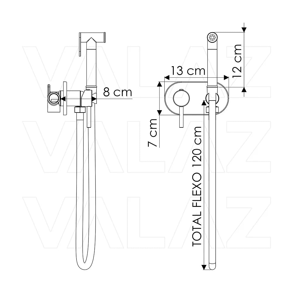Vista principal de Grifo de bidet empotrado 2 vías redondo oro mate Jucar de Valaz