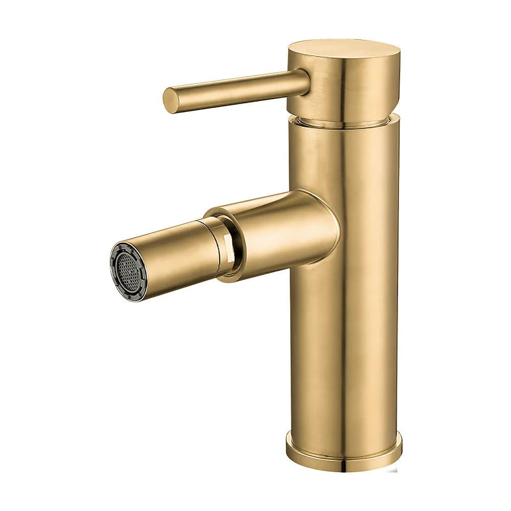 Grifo de bidet monomando redondo caño recto oro mate con protección PVD Palancia de Valaz Valaz