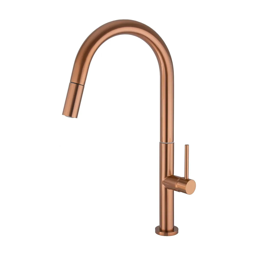 Grifo de cocina alto extraíble monomando en oro rosa cepillado Éufrates de Valaz Valaz