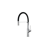Tall Single-Lever Kitchen Mixer with Flexible Swivel Spout in Chrome and Black Saja by Valaz