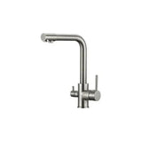 3-way round kitchen tap with filtered water outlet in brushed steel Nilo by Valaz