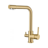Kitchen faucet 3 way with osmosis and 360 degree swivel spout round design matte gold finish Nilo by Valaz