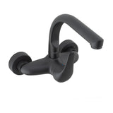 Kitchen faucet wall mounted single handle 15 cm between inlets matte black Genil by Valaz