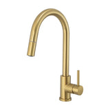 Grifo de cocina extraíble monomando en oro mate con protección PVD Parana de Valaz