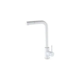 Round pull-out kitchen tap single lever in white brass Amur by Valaz
