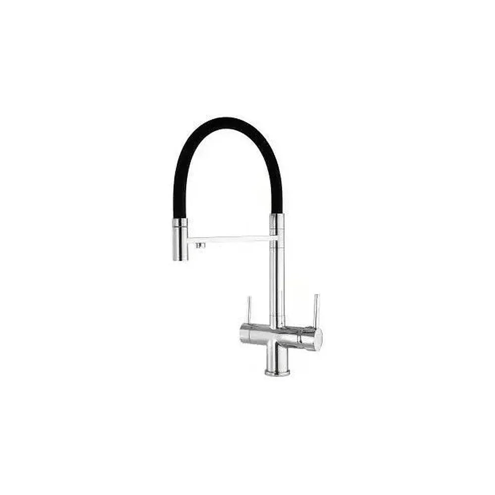 Grifo de cocina flexible de 3 vías con salida de ósmosis integrada en cromado Manzanares de Valaz Valaz