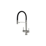 Flexible 3-way kitchen tap with integrated filtered water outlet in gun metal Manzanares by Valaz