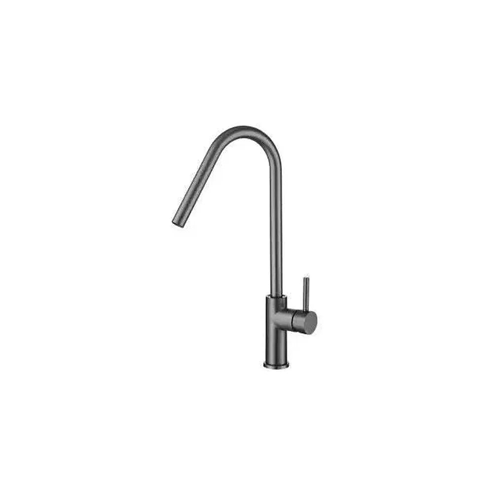 Grifo de cocina monomando alto con 2 latiguillos en gun metal Misuri de Valaz Valaz
