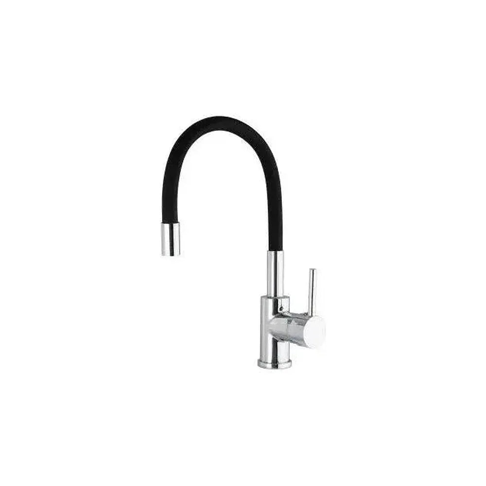 Grifo de cocina monomando con caño flexible en latón cromado y negro Gaya de Valaz Valaz
