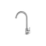 Single lever kitchen faucet brushed stainless steel round swivel Misisipi by Valaz