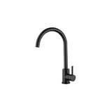 Single handle kitchen faucet with round and swiveling design matte black Misisipi by Valaz