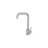 Grifo de cocina monomando giratorio con caño en forma de C en acero cepillado Zancara de Valaz