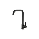 Matte black kitchen faucet single lever with swivel C shaped spout Zancara by Valaz