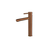 Grifo de lavabo alto monomando con caño recto en latón oro rosa cepillado Palancia de Valaz