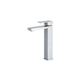 basin faucet single handle high square brass spout 26x17 cm chrome finish Segura by Valaz