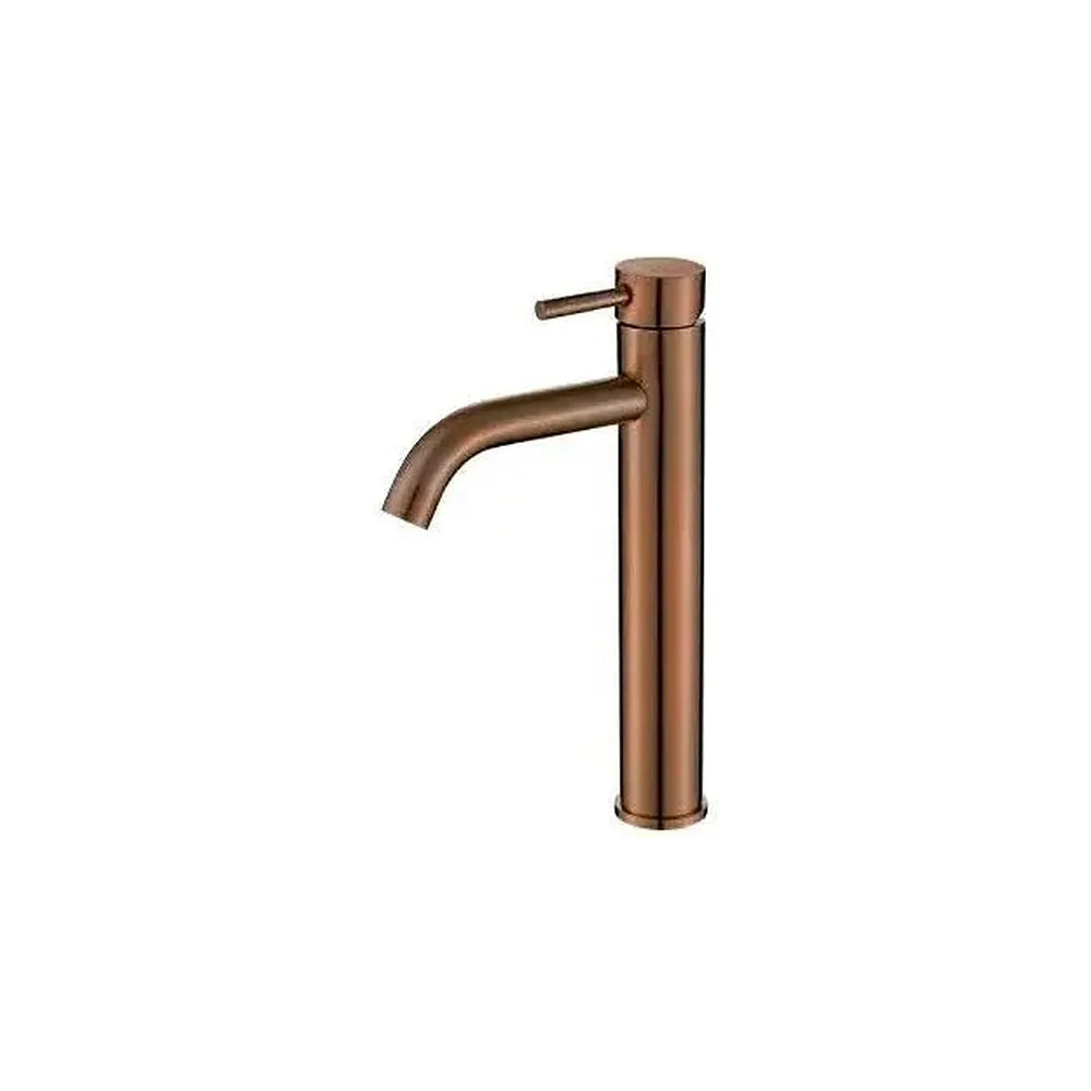 Grifo de lavabo alto monomando en latón oro rosa cepillado Jabalón de Valaz Valaz