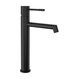 Tall basin faucet with single handle straight spout lever luxury matte black Casares by Valaz