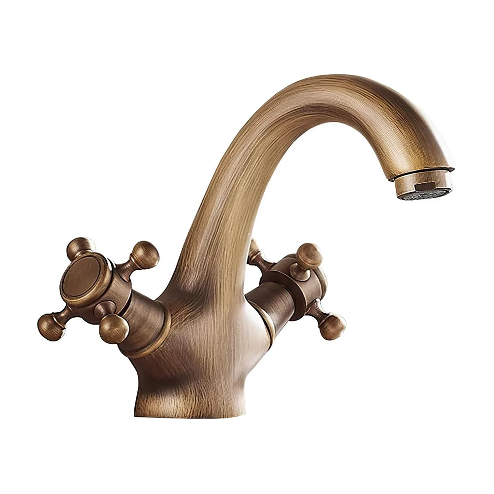 Grifo de lavabo bimando de estilo retro en dorado envejecido Adaja de Valaz Valaz