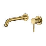 robinet de lavabo encastré à bec rond mitigeur monocommande bec de 21 cm or mat revêtement PVD Guadiana de Valaz