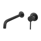Recessed round single handle matte black sink faucet slim 26 cm spout and fixed Deva by Valaz