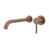 Built in round single handle bathroom sink faucet with a 26 cm spout brushed rose gold Guadiana by Valaz