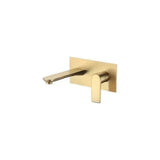Bathroom sink faucet single handle wall mounted oval shaped brass 11x20 cm brushed gold Sil by Valaz