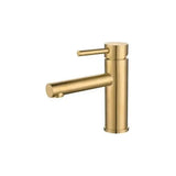 Grifo de lavabo monomando con caño recto en latón dorado cepillado Palancia de Valaz