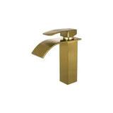 Waterfall bathroom sink faucet single lever gold brass finish, Aljibe by Valaz