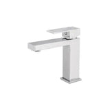 Single handle square shaped bathroom sink faucet chrome finish Muga by Valaz
