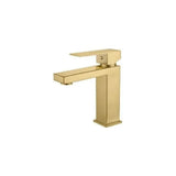 Rubinetto lavabo monocomando quadrato 14x16 cm in oro spazzolato Segura di Valaz