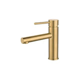 Rubinetto monocomando per lavabo ad acqua fredda con bocca dritta dorato spazzolato Nansa di Valaz