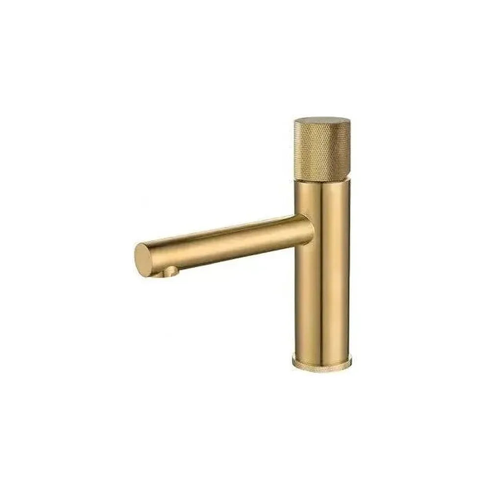 Grifo de lavabo monomando de caño recto redondo en latón dorado satinado Bidasoa de Valaz Valaz