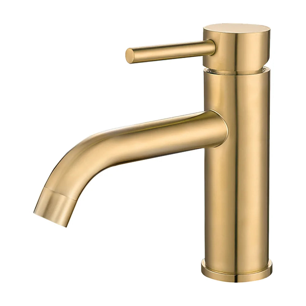 Grifo de lavabo monomando redondo en oro mate Jabalón de Valaz Valaz