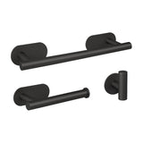 Set de Baño Adhesivo Negro Mate Valaz: Toallero 30 cm, Portarrollos y 3 Perchas sin Taladro