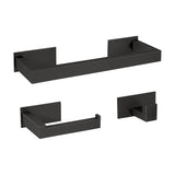 Set de Baño Adhesivo Negro Mate Valaz: Toallero 30cm, Percha y Portarollos en Acero Inoxidable