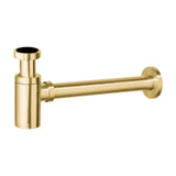Sifón de lavabo visto redondo dorado cepillado de Valaz