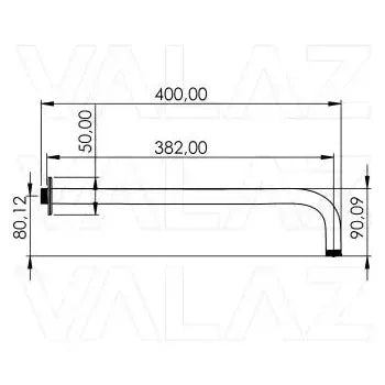 Vista principal de Soporte de rociador de ducha para pared de latón de 40 cm en dorado cepillado de Valaz