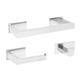 Chrome plated square adhesive towel rack with roll holder and hooks without drilling 30 cm <serie> by Valaz