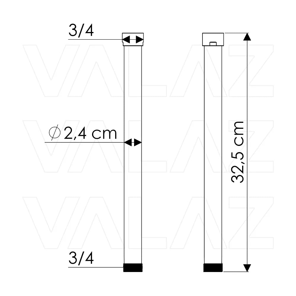 Vista principal de Tubo alargador de ducha oro mate 30 cm con protección PVD Valaz