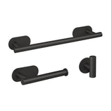 Valaz Set de Baño Adhesivo Negro Mate: Toallero 40 cm, Percha y Portarollos sin Taladro