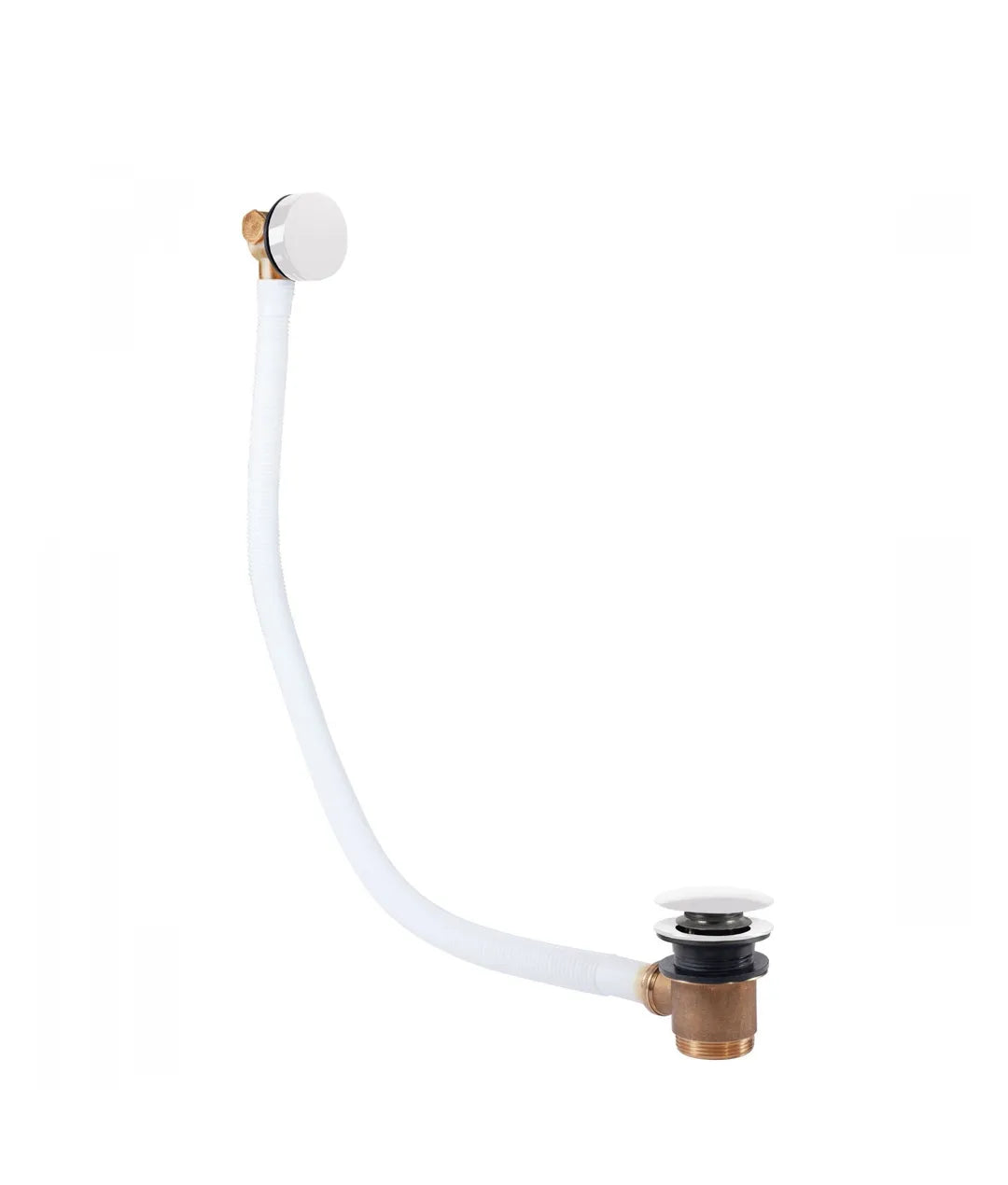 Válvula de desagüe con rebosadero para bañera, sistema Click Clack en blanco mate Complementos Tres 0