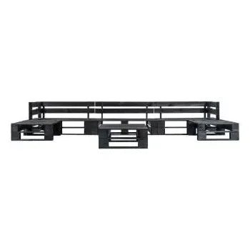 Set de muebles de palés para jardín de 6 piezas en forma de L fabricado en madera de color negro de vidaXL 2