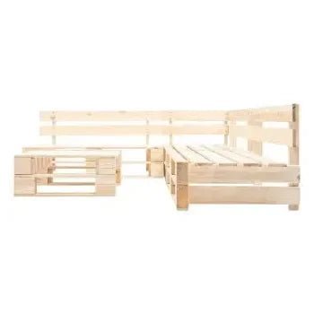 Set de muebles de palés para jardín de 4 piezas fabricado en madera en color natural de vidaXL 2