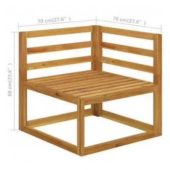 Conjunto para jardín de 5 piezas de mesa con sofás en madera de acacia con cojines color crema de vidaXL 10