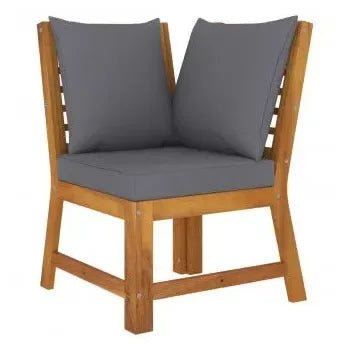 Conjunto de muebles de jardín de madera de acacia con cojines gris oscuro de vidaXL 5